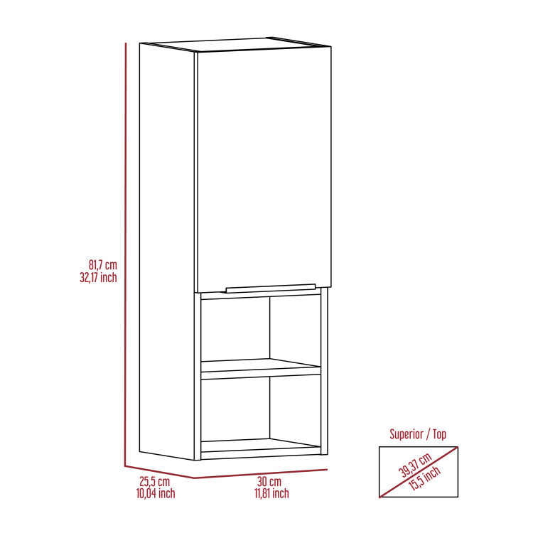 Light Grey 2 Shelf Bathroom Cabinet