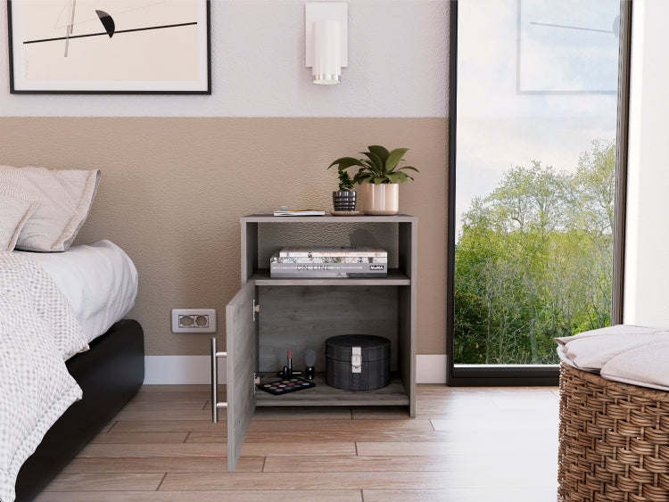 Florian 1 Shelf Nightstand Light Grey