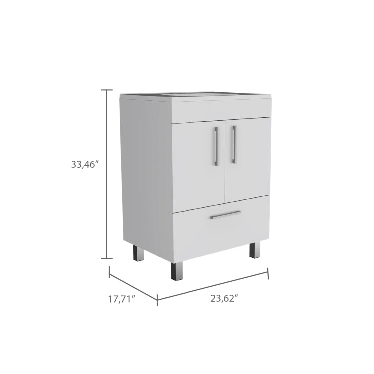 White 2 Door Rectangle Single Bathroom Vanity