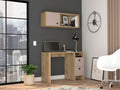 Light Oak And Taupe 2 Shelf 3 Drawer 2 Piece Office Set