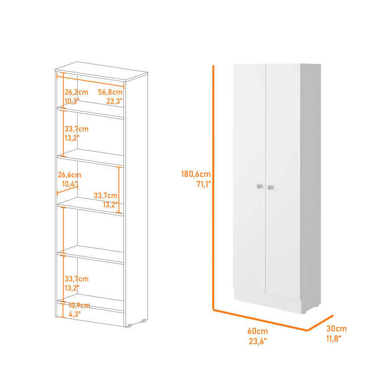 Buxton Rectangle 2 Door Storage Tall Cabinet White