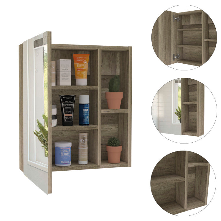 Whirlwind 1 Shelf Rectangle Medicine Cabinet With Mirror Light Oak