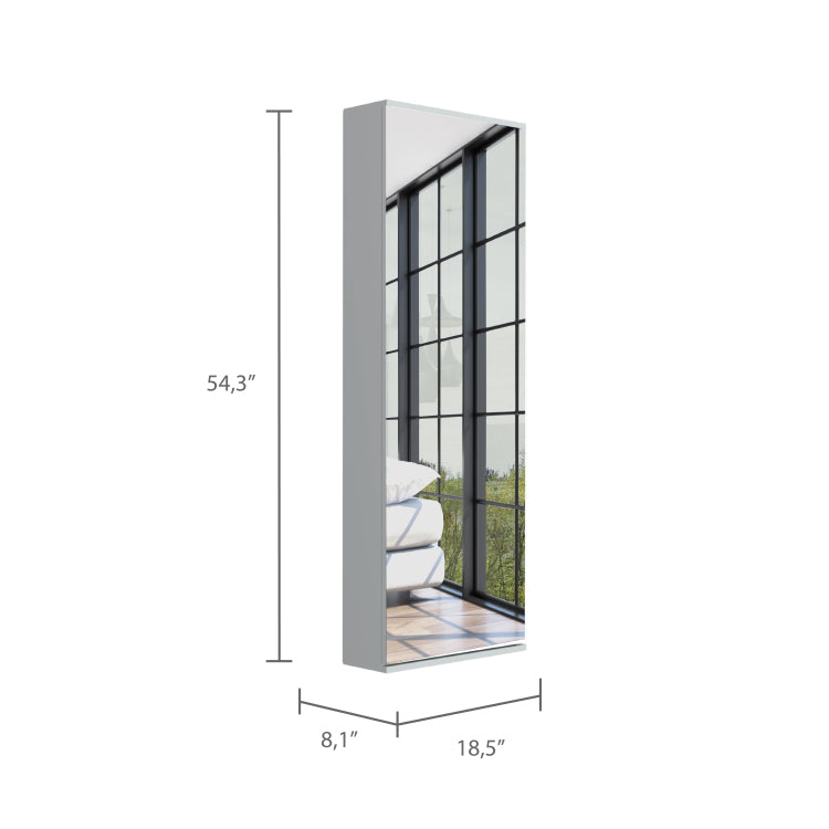 Montauk 5 Shelf Wall Mounted Shoe Cabinet With Mirror Door White