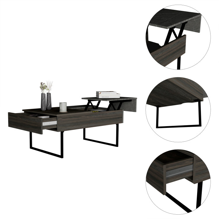 Westover Rectangle Lift Top Coffee Table Carbon Espresso And Onyx