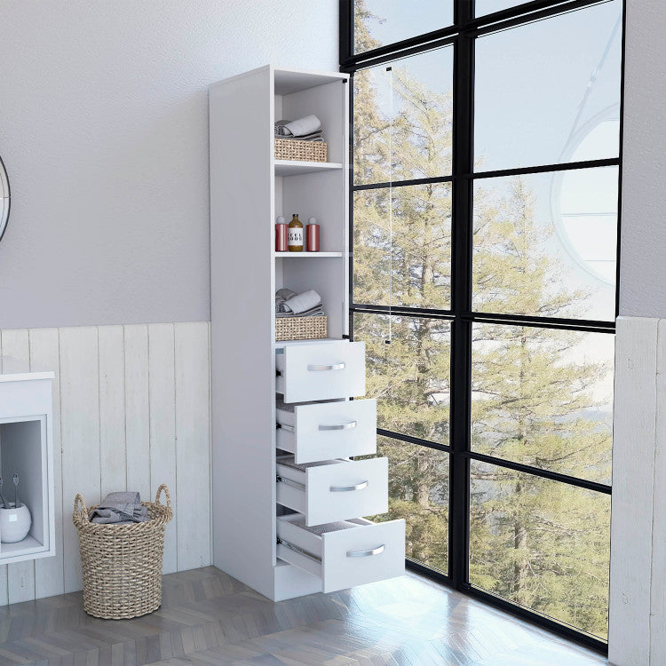 White 3 Drawer 3 Shelf Linen Cabinet