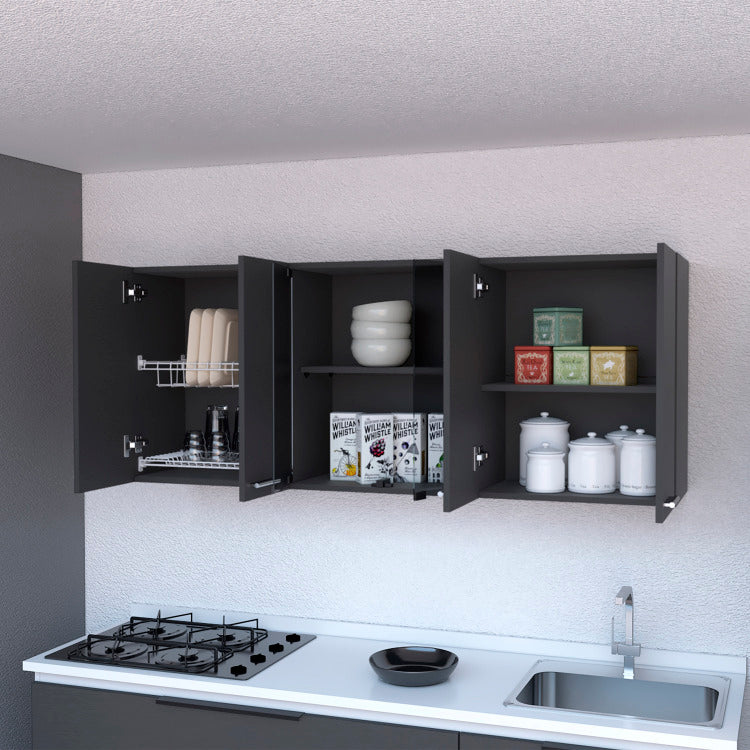 59 Inch Two Center Glass Doors Wall Cabinet Wenge