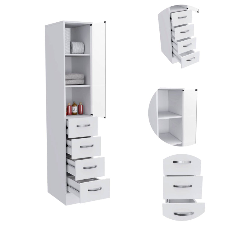 White 3 Drawer 3 Shelf Linen Cabinet