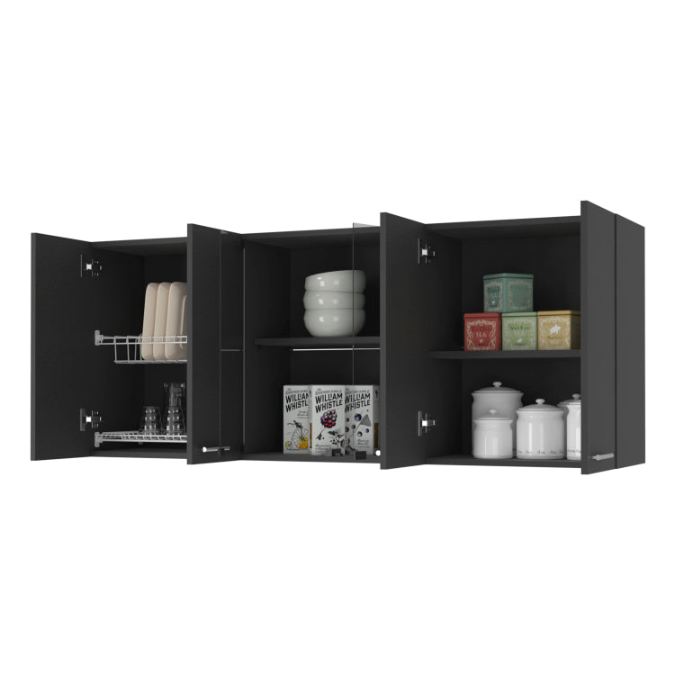 59 Inch Two Center Glass Doors Wall Cabinet Wenge