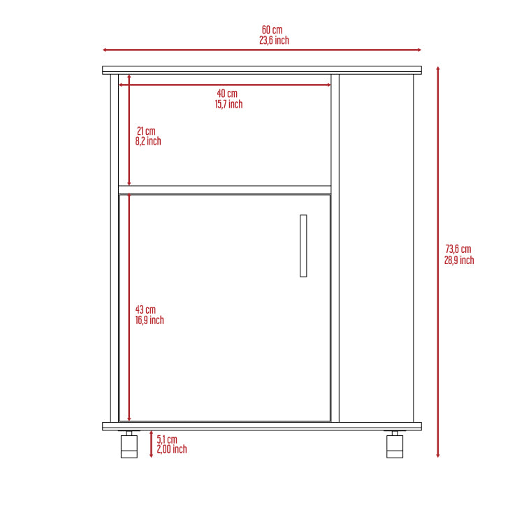 Correy 4 Shelf Microwave Cabinet With Caster White