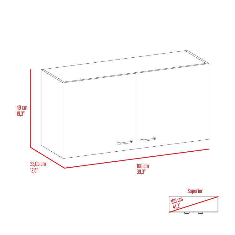 White And Light Oak Rectangle 2 Door Wall Cabinet