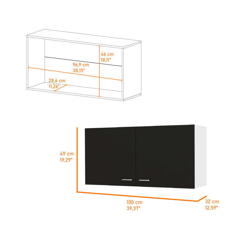 Carbon Espresso Rectangle 2 Door Wall Cabinet