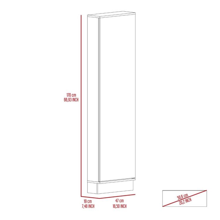 Wenge Rectangle Tall Shoe Cabinet With Mirror