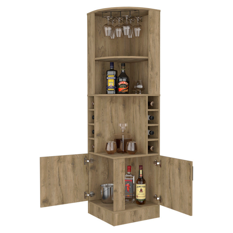 Macadamia 8 Bottle 2 Shelf Bar Cabinet