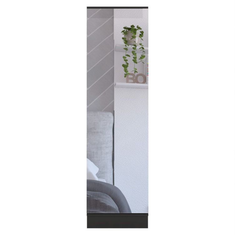 Wenge Rectangle Tall Shoe Cabinet With Mirror