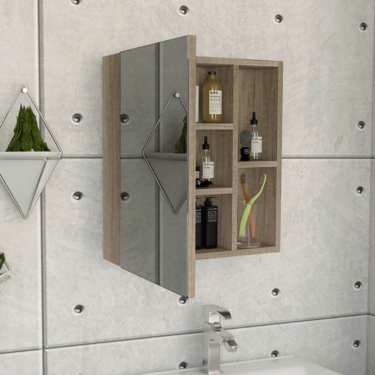 Whirlwind 1 Shelf Rectangle Medicine Cabinet With Mirror Light Oak
