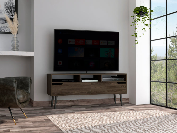 Haven 2 Drawer 3 Shelf Tv Stand Dark Walnut