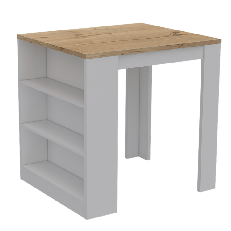 Elkins 3 Drawer Kitchen Island White And Pine