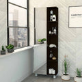 Wenge 5 Shelf Linen Cabinet With Mirror