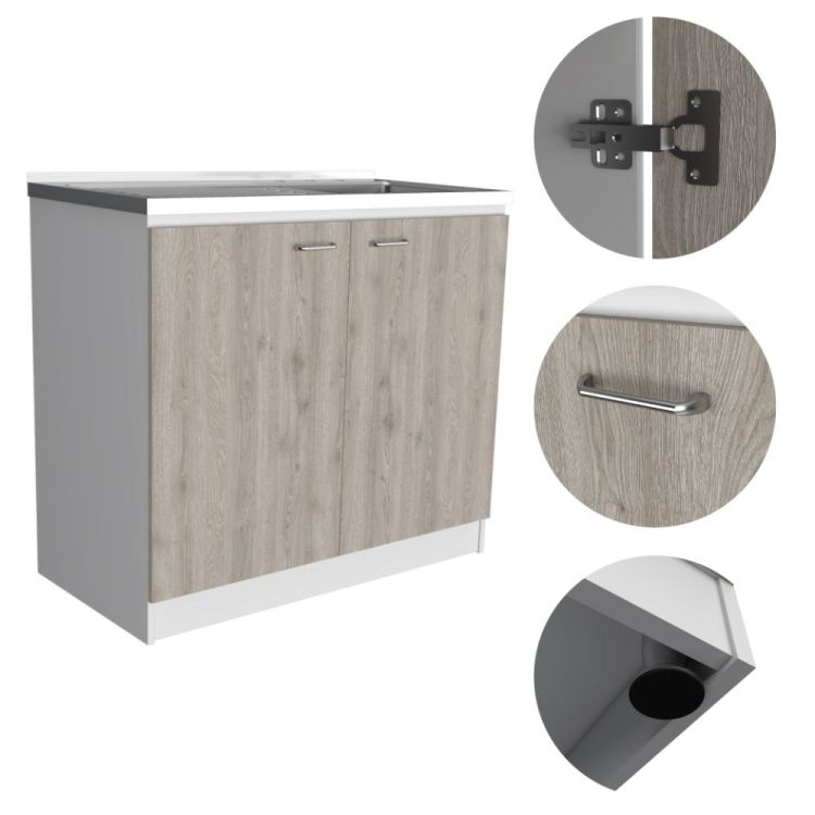 Brookeline Rectangle 2 Door Utility Sink And Cabinet White And Light Gray