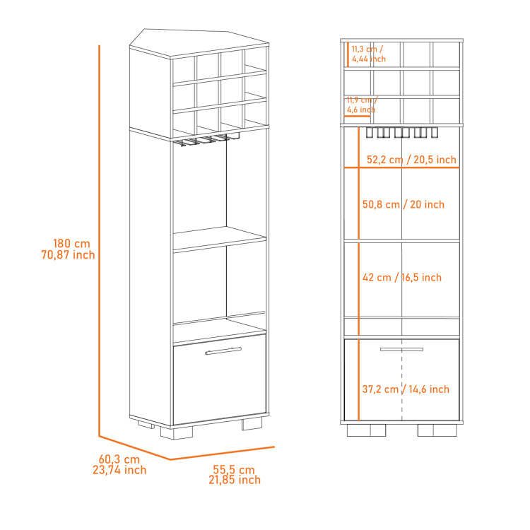 Jackson 12 Bottle 2 Shelf 1 Drawer Bar Cabinet Mahagony And Macadamia