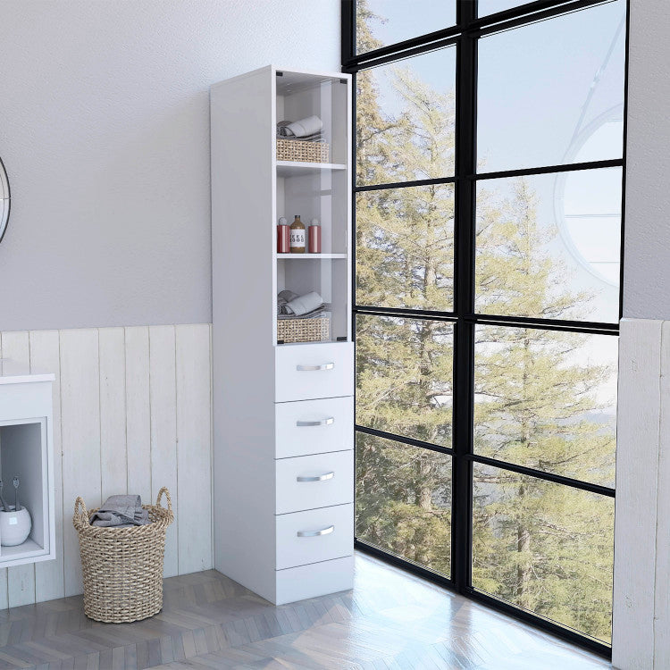 White 3 Drawer 3 Shelf Linen Cabinet