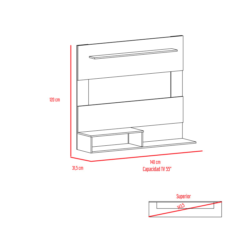 Forest Hills 3 Shelf Floating Entertainment Center Light Pine
