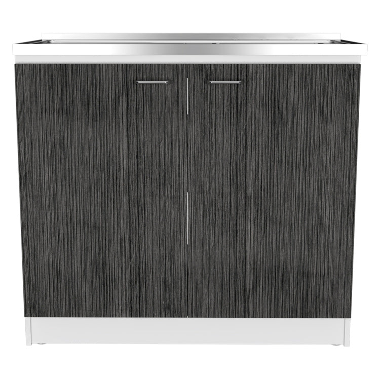 Brookeline Rectangle 2 Door Utility Sink And Cabinet White And Smokey Oak