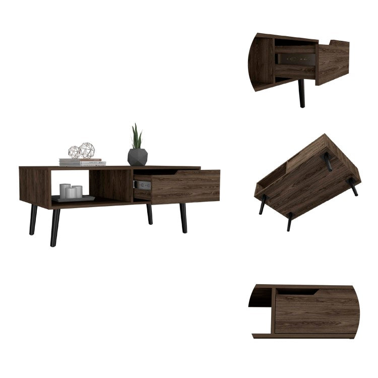 Haven 1 Drawer 1 Shelf 12 Bottle Wine Cabinet Dark Walnut