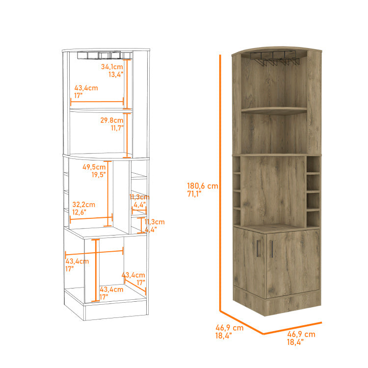 Macadamia 8 Bottle 2 Shelf Bar Cabinet