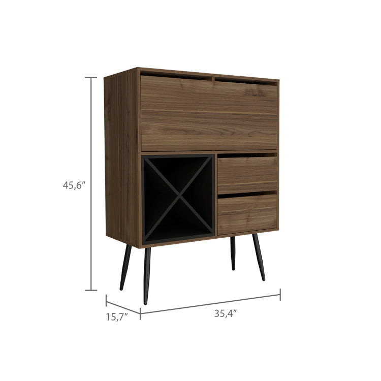 Wenge 4 Bottle 2 Drawer Bar Cabinet Mahogany And