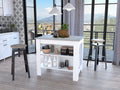 Rockaway 3 Shelf Kitchen Island White And Ibiza Marble