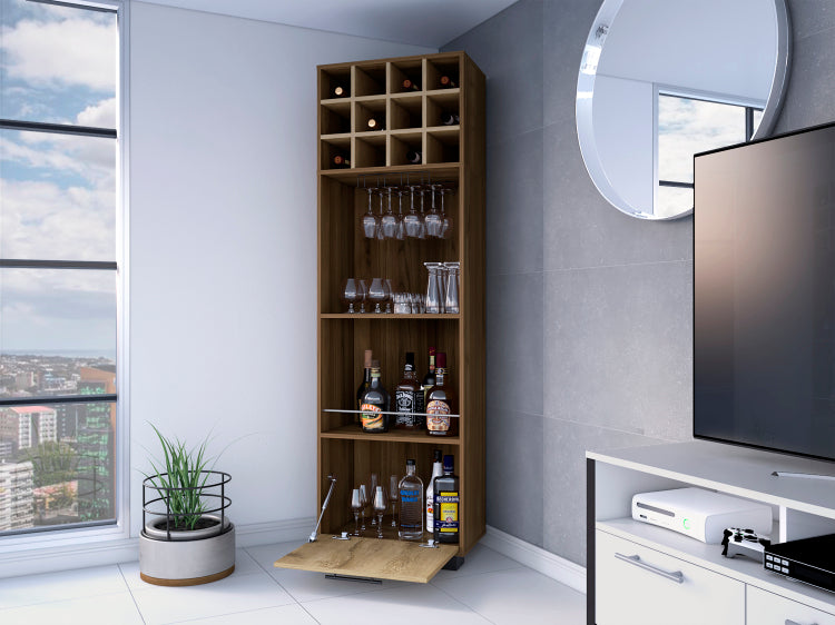 Jackson 12 Bottle 2 Shelf 1 Drawer Bar Cabinet Mahagony And Macadamia