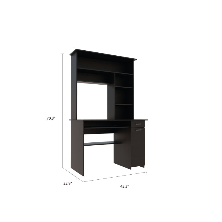 Wenge 2 Drawer 7 Shelf Computer Desk With Hutch