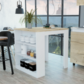 Elkins 3 Drawer Kitchen Island White And Pine