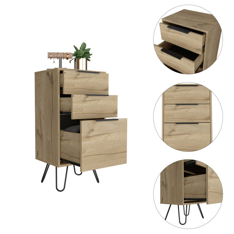 Meriden 3 Drawer Rectangle Dresser Light Oak