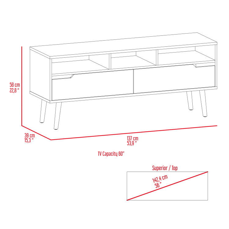 Haven 2 Drawer 3 Shelf Tv Stand Dark Walnut