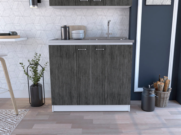 Brookeline Rectangle 2 Door Utility Sink And Cabinet White And Smokey Oak