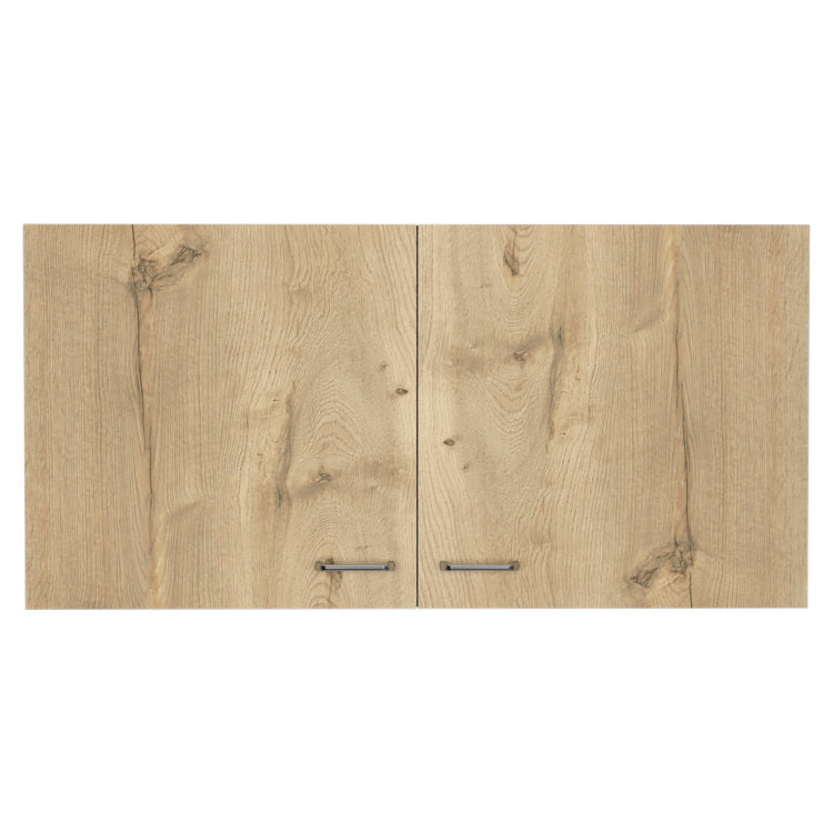 White And Light Oak Rectangle 2 Door Wall Cabinet
