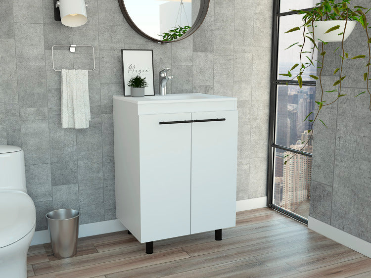 Sienna 2 Door Rectangle Freestanding Vanity Cabinet White