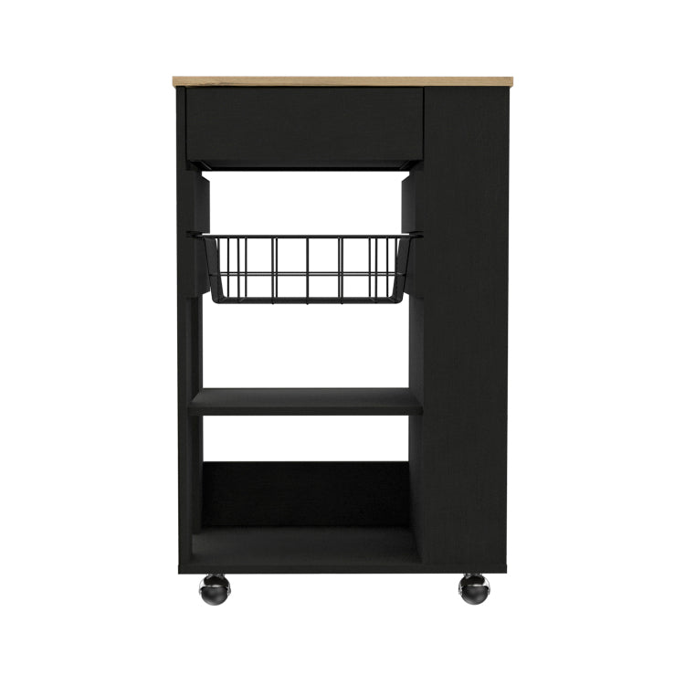 Wenge And Light Oak 5 Shelf 1 Drawer Kitchen Cart