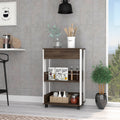 White And Dark Walnut 1 Drawer 2 Shelf Kitchen Cart With Caster