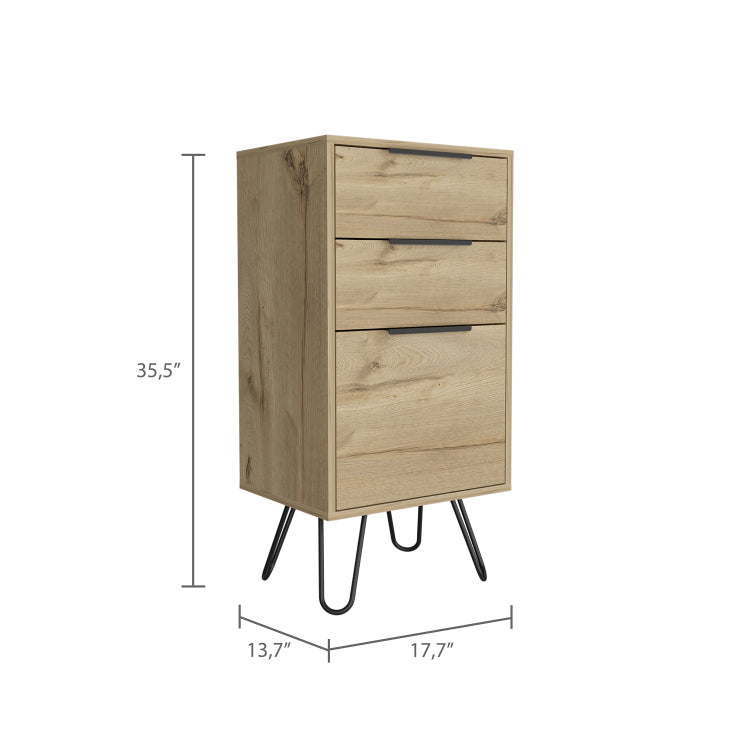Meriden 3 Drawer Rectangle Dresser Light Oak