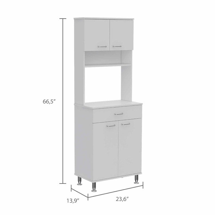 Santa Maria 1 Drawer 1 Shelf Area Pantry With Adjustable Metal Legs White
