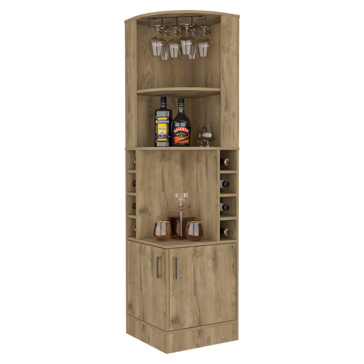 Macadamia 8 Bottle 2 Shelf Bar Cabinet