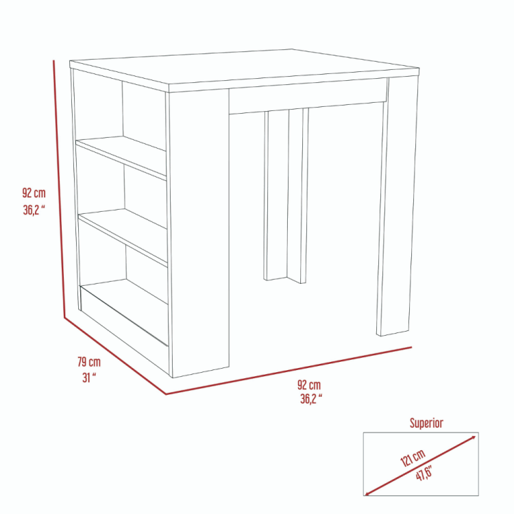 Elkins 3 Drawer Kitchen Island White And Pine