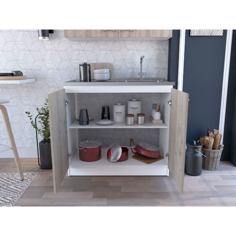 Brookeline Rectangle 2 Door Utility Sink And Cabinet White And Light Gray
