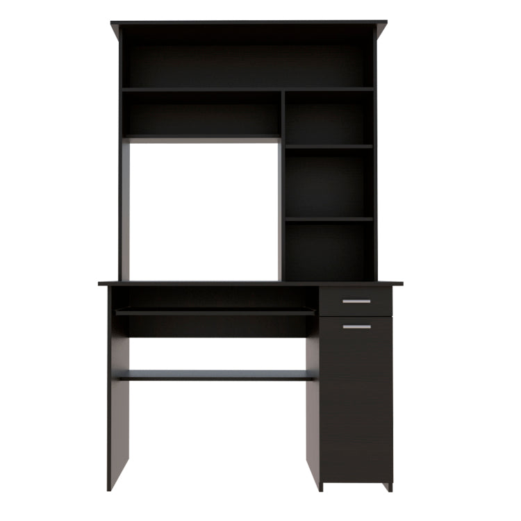 Wenge 2 Drawer 7 Shelf Computer Desk With Hutch