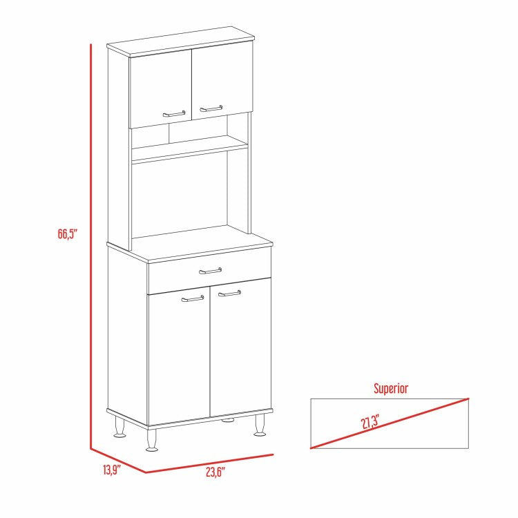 Santa Maria 1 Drawer 1 Shelf Area Pantry With Adjustable Metal Legs White