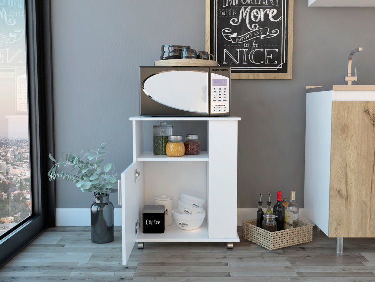 Correy 4 Shelf Microwave Cabinet With Caster White