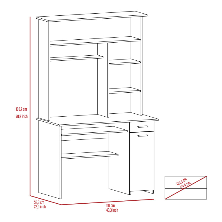 Wenge 2 Drawer 7 Shelf Computer Desk With Hutch
